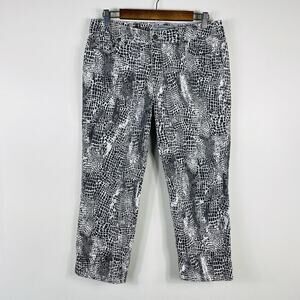 Women's Black & White Cropped Patterned Jeans